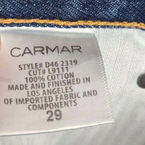 Carmar Blue Denim High Rise Straight Leg Distressed Ursula Jeans Size 29 NWT - Picture 3 of 11